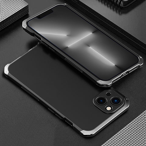 Apple iPhone 13 Mini用360度 フルカバー ケース 高級感 手触り良い アルミメタル 製の金属製 アップル シルバー・ブラック