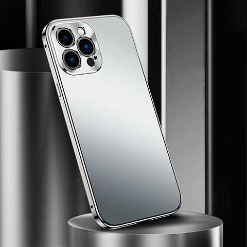 Apple iPhone 13 Pro用ケース 高級感 手触り良い アルミメタル 製の金属製 カバー M03 アップル シルバー