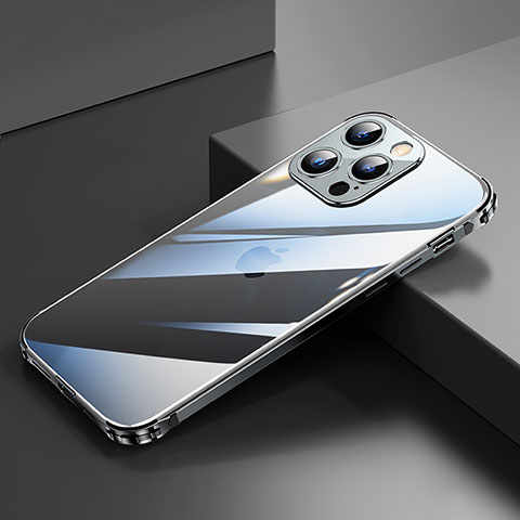Apple iPhone 13 Pro用ケース 高級感 手触り良い アルミメタル 製の金属製 バンパー カバー A06 アップル ブラック