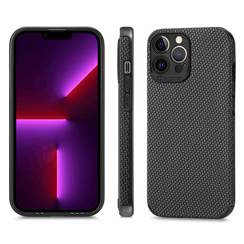 Apple iPhone 13 Pro用ハイブリットバンパーケース プラスチック 兼シリコーン カバー 前面と背面 360度 フル U04 アップル ブラック