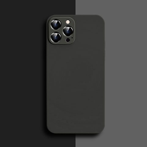 Apple iPhone 13 Pro用360度 フルカバー極薄ソフトケース シリコンケース 耐衝撃 全面保護 バンパー S04 アップル ブラック