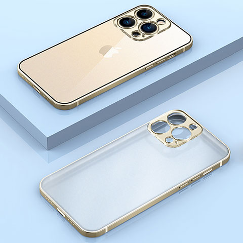 Apple iPhone 13 Pro用ケース 高級感 手触り良い メタル兼プラスチック バンパー JB1 アップル ゴールド