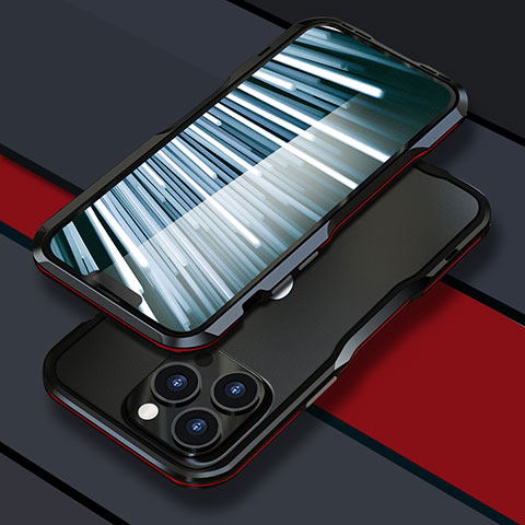 Apple iPhone 13 Pro用ケース 高級感 手触り良い アルミメタル 製の金属製 バンパー カバー LF1 アップル レッド・ブラック