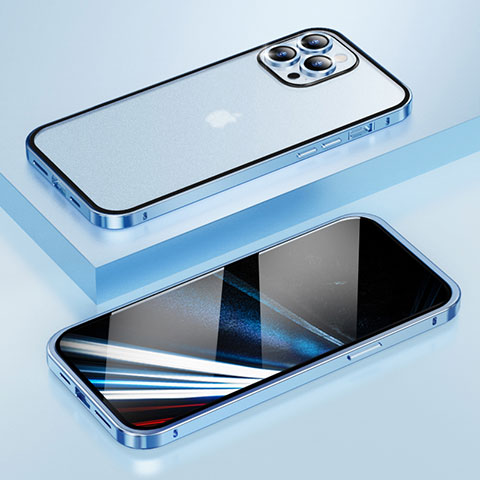 Apple iPhone 13 Pro用ケース 高級感 手触り良い メタル兼プラスチック バンパー LF4 アップル ネイビー
