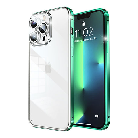 Apple iPhone 13 Pro用ケース 高級感 手触り良い メタル兼プラスチック バンパー LF7 アップル グリーン