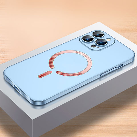 Apple iPhone 13 Pro用ハードケース プラスチック 質感もマット カバー Mag-Safe 磁気 Magnetic QC1 アップル ブルー