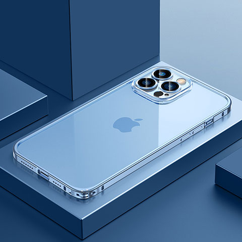 Apple iPhone 13 Pro用ケース 高級感 手触り良い メタル兼プラスチック バンパー QC4 アップル ネイビー