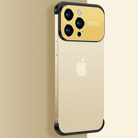 Apple iPhone 13 Pro用ハードカバー クリスタル クリア透明 QC3 アップル ゴールド