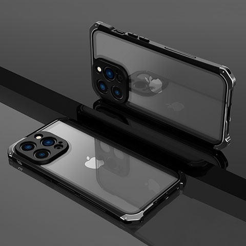 Apple iPhone 13 Pro用ケース 高級感 手触り良い メタル兼プラスチック バンパー SQ1 アップル ブラック