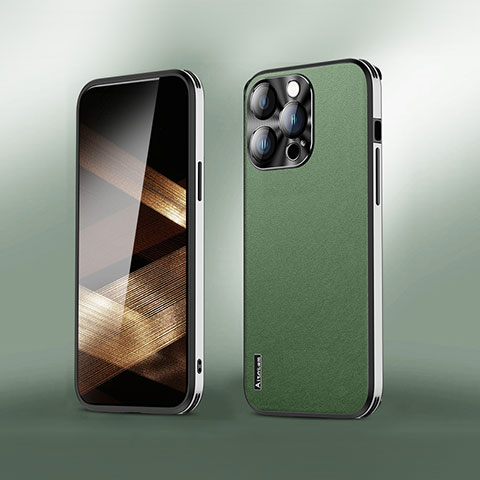 Apple iPhone 13 Pro用ケース 高級感 手触り良いレザー柄 AT6 アップル グリーン