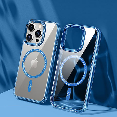 Apple iPhone 13 Pro用極薄ソフトケース シリコンケース 耐衝撃 全面保護 クリア透明 カバー Mag-Safe 磁気 Magnetic TB1 アップル ネイビー