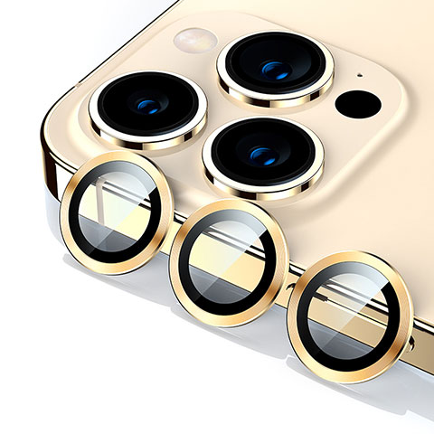 Apple iPhone 13 Pro用強化ガラス カメラプロテクター カメラレンズ 保護ガラスフイルム C10 アップル ゴールド