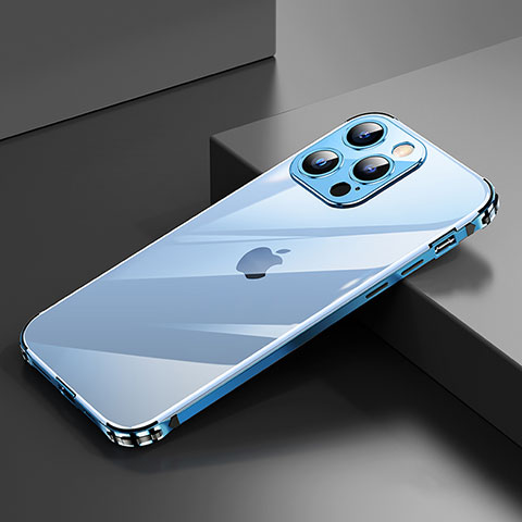 Apple iPhone 13 Pro Max用ケース 高級感 手触り良い アルミメタル 製の金属製 バンパー カバー A06 アップル ネイビー