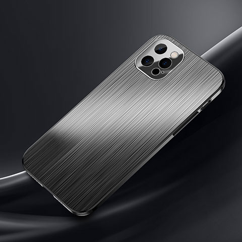 Apple iPhone 13 Pro Max用ケース 高級感 手触り良い アルミメタル 製の金属製 カバー M02 アップル ブラック