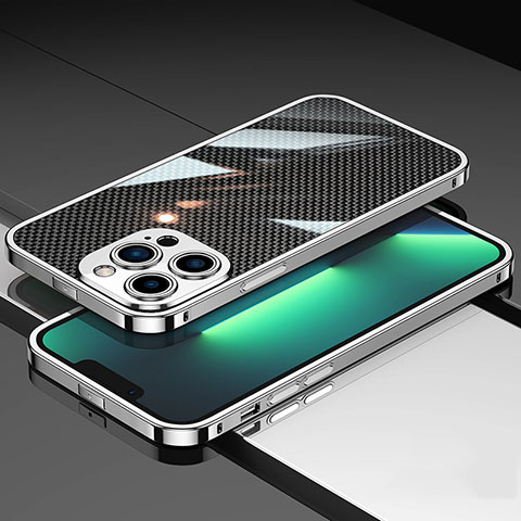 Apple iPhone 13 Pro Max用ケース 高級感 手触り良い アルミメタル 製の金属製 バンパー カバー A02 アップル シルバー