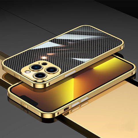 Apple iPhone 13 Pro Max用ケース 高級感 手触り良い アルミメタル 製の金属製 バンパー カバー A02 アップル ゴールド