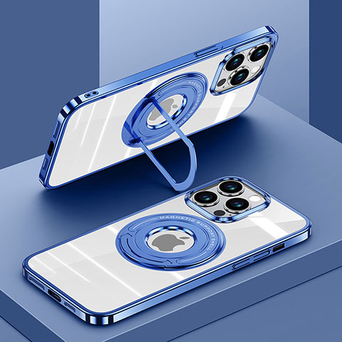 Apple iPhone 13 Pro Max用極薄ソフトケース シリコンケース 耐衝撃 全面保護 クリア透明 カバー Mag-Safe 磁気 Magnetic AC1 アップル ネイビー