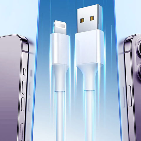 Apple iPhone 14用Lightning USBケーブル 充電ケーブル H01 アップル ホワイト
