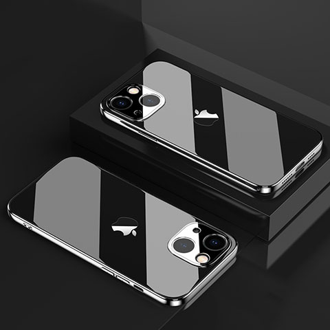 Apple iPhone 14用極薄ソフトケース シリコンケース 耐衝撃 全面保護 クリア透明 H05 アップル ブラック