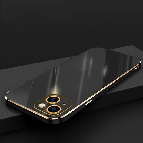 Apple iPhone 14用極薄ソフトケース シリコンケース 耐衝撃 全面保護 S04 アップル ブラック
