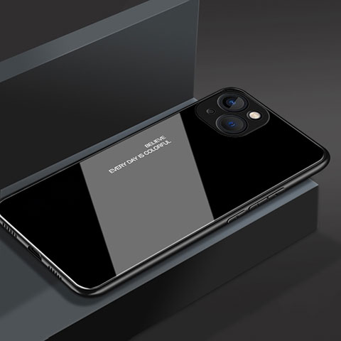 Apple iPhone 14用ハイブリットバンパーケース プラスチック 鏡面 カバー M02 アップル ブラック