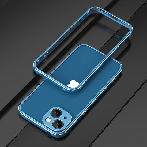 Apple iPhone 14用ケース 高級感 手触り良い アルミメタル 製の金属製 バンパー カバー A01 アップル ネイビー