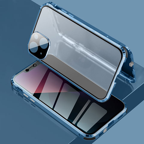 Apple iPhone 14用ケース 高級感 手触り良い アルミメタル 製の金属製 360度 フルカバーバンパー 鏡面 カバー アップル ネイビー