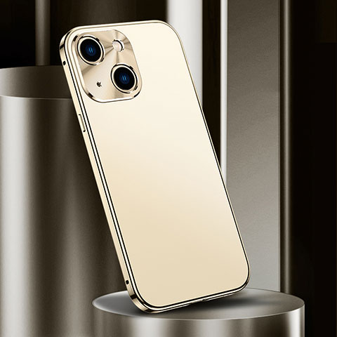 Apple iPhone 14用ケース 高級感 手触り良い アルミメタル 製の金属製 カバー M02 アップル ゴールド