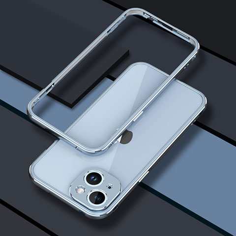 Apple iPhone 14用ケース 高級感 手触り良い アルミメタル 製の金属製 バンパー カバー JZ1 アップル ブルー