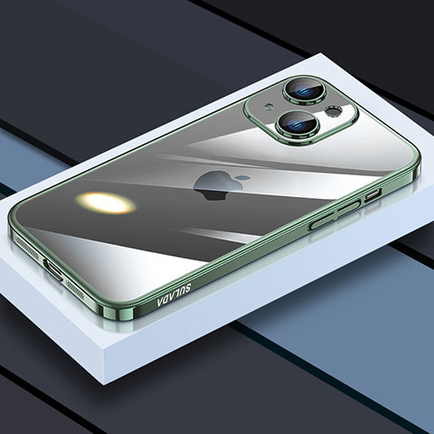 Apple iPhone 14用極薄ソフトケース シリコンケース 耐衝撃 全面保護 クリア透明 LD4 アップル グリーン