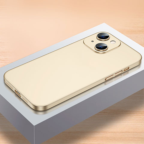 Apple iPhone 14用ハードケース プラスチック 質感もマット カバー QC1 アップル ゴールド