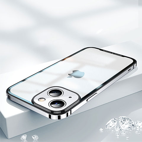 Apple iPhone 14用ケース 高級感 手触り良い メタル兼プラスチック バンパー QC2 アップル シルバー