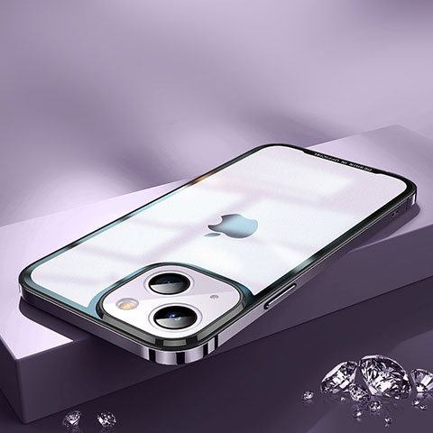 Apple iPhone 14用ケース 高級感 手触り良い メタル兼プラスチック バンパー QC2 アップル パープル