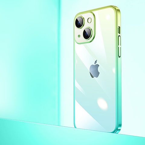 Apple iPhone 14用ハードカバー クリスタル クリア透明 勾配色 QC1 アップル グリーン
