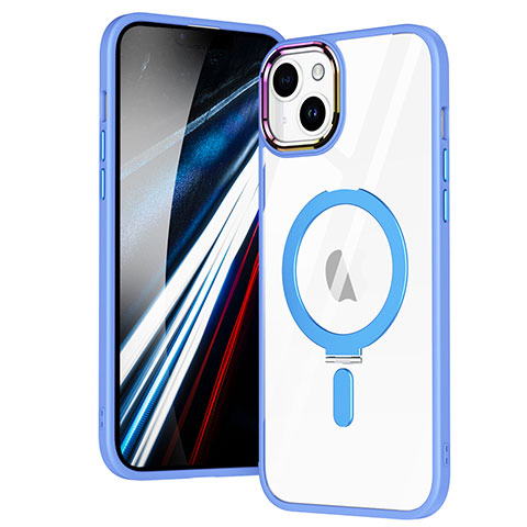 Apple iPhone 14用極薄ソフトケース シリコンケース 耐衝撃 全面保護 クリア透明 カバー Mag-Safe 磁気 Magnetic SD1 アップル ブルー