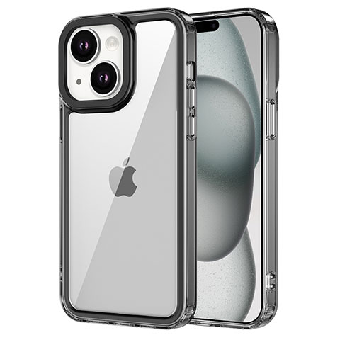 Apple iPhone 14用ハイブリットバンパーケース クリア透明 プラスチック カバー AC1 アップル ブラック