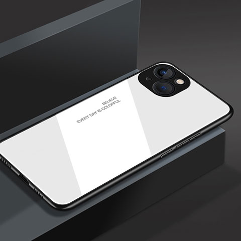 Apple iPhone 14 Plus用ハイブリットバンパーケース プラスチック 鏡面 カバー M02 アップル ホワイト