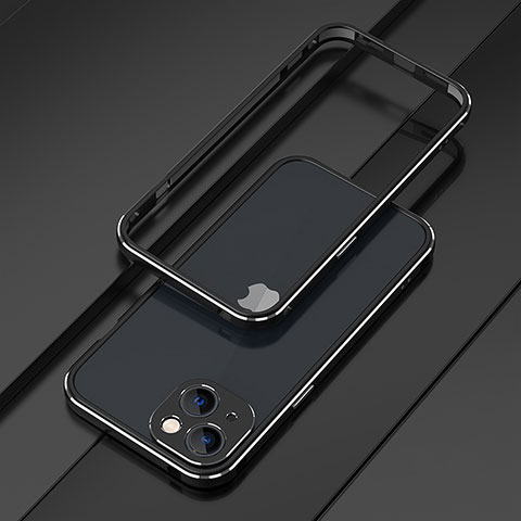 Apple iPhone 14 Plus用ケース 高級感 手触り良い アルミメタル 製の金属製 バンパー カバー A01 アップル シルバー・ブラック