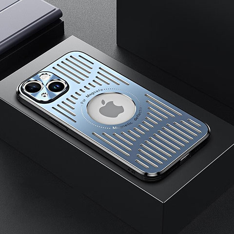 Apple iPhone 14 Plus用ケース 高級感 手触り良い アルミメタル 製の金属製 兼シリコン カバー Mag-Safe 磁気 Magnetic TX1 アップル ネイビー