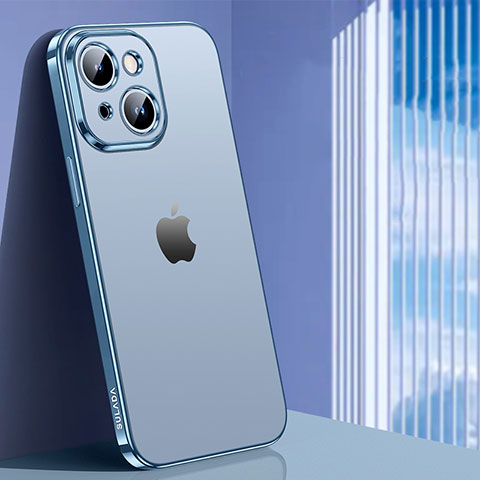 Apple iPhone 14 Plus用極薄ソフトケース シリコンケース 耐衝撃 全面保護 クリア透明 LD1 アップル ブルー