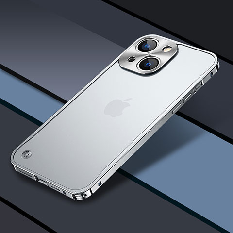 Apple iPhone 14 Plus用ケース 高級感 手触り良い メタル兼プラスチック バンパー QC1 アップル シルバー