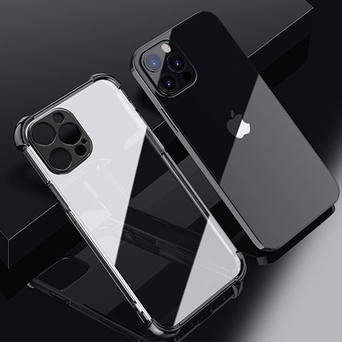 Apple iPhone 14 Pro用極薄ソフトケース シリコンケース 耐衝撃 全面保護 クリア透明 H06 アップル ブラック