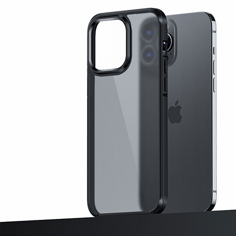 Apple iPhone 14 Pro用ハイブリットバンパーケース プラスチック 兼シリコーン カバー U04 アップル ブラック