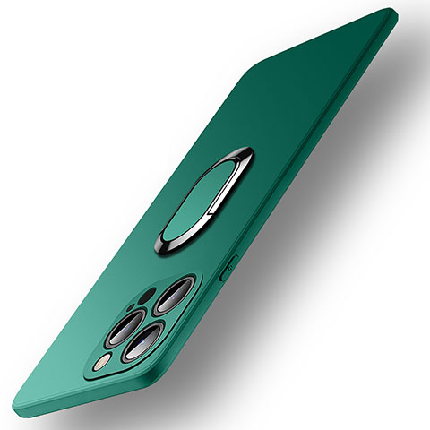 Apple iPhone 14 Pro用極薄ソフトケース シリコンケース 耐衝撃 全面保護 アンド指輪 マグネット式 バンパー A09 アップル グリーン