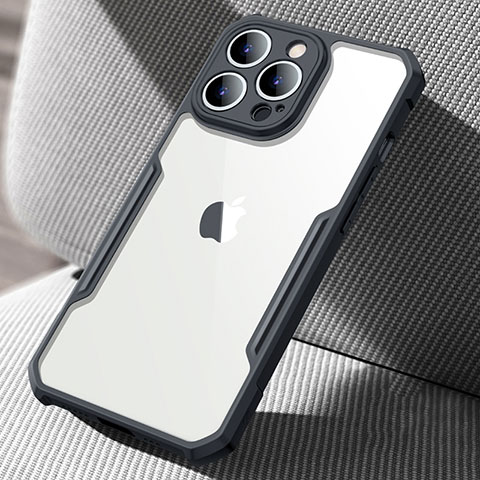 Apple iPhone 14 Pro用ハイブリットバンパーケース クリア透明 プラスチック 鏡面 カバー アップル ブラック