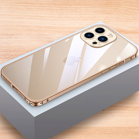 Apple iPhone 14 Pro用ケース 高級感 手触り良い アルミメタル 製の金属製 バンパー カバー LK1 アップル ゴールド