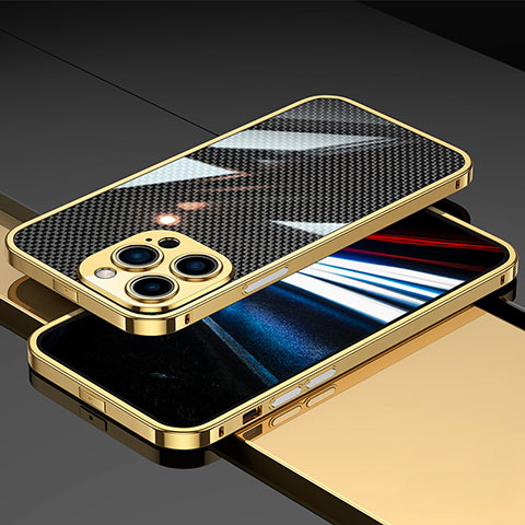 Apple iPhone 14 Pro用ケース 高級感 手触り良い アルミメタル 製の金属製 バンパー カバー JL1 アップル ゴールド