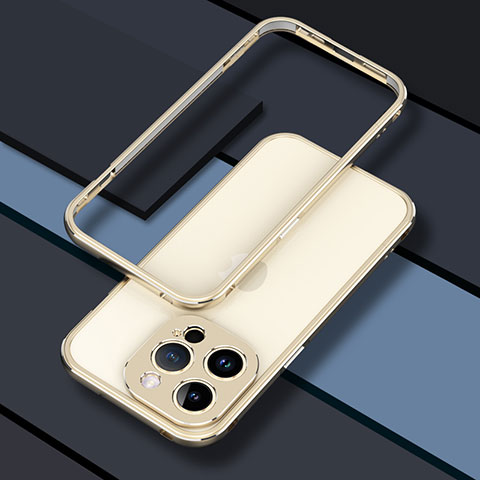 Apple iPhone 14 Pro用ケース 高級感 手触り良い アルミメタル 製の金属製 バンパー カバー JZ1 アップル ゴールド
