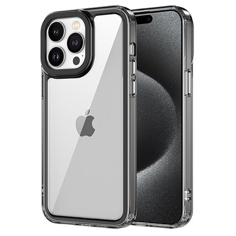Apple iPhone 14 Pro用ハイブリットバンパーケース クリア透明 プラスチック カバー AC1 アップル ブラック