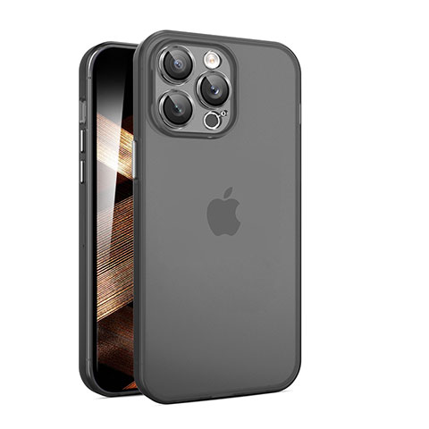 Apple iPhone 14 Pro用極薄ケース クリア透明 プラスチック 質感もマットQC アップル ブラック